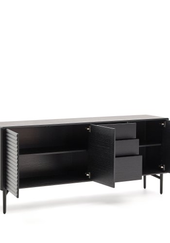 KAVE HOME Lenon sknk 3 lger og 3 skuffer massivt tr og sort egefiner 200x86cm FSC Mix Cre