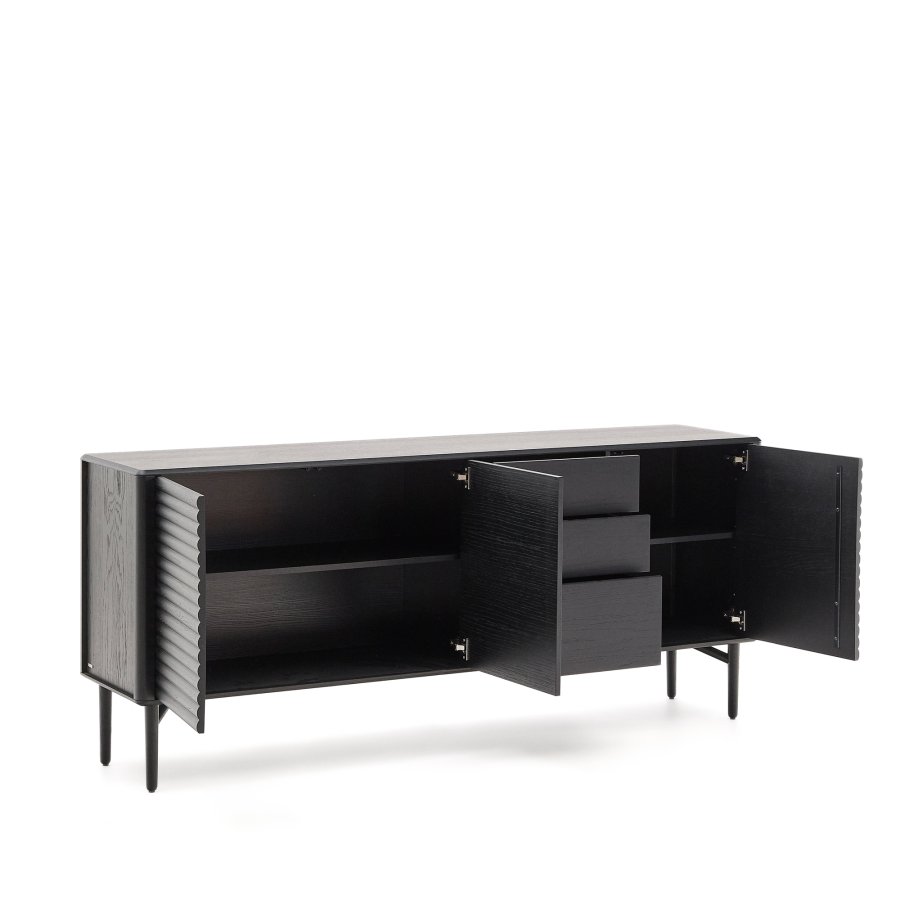 KAVE HOME Lenon sknk 3 lger og 3 skuffer massivt tr og sort egefiner 200x86cm FSC Mix Cre