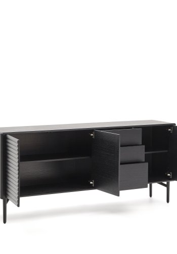 KAVE HOME Lenon sknk 3 lger og 3 skuffer massivt tr og sort egefiner 200x86cm FSC Mix Cre