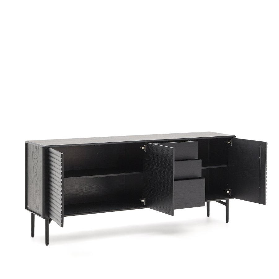 KAVE HOME Lenon sknk 3 lger og 3 skuffer massivt tr og sort egefiner 200x86cm FSC Mix Cre