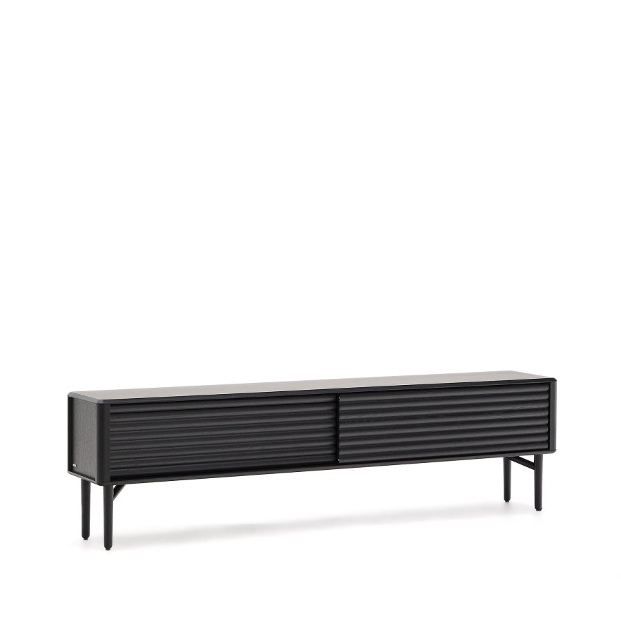 KAVE HOME Lenon tv-skab, 2 lger i massivt tr og sort egefiner 200x57 cm FSC Mix Credit