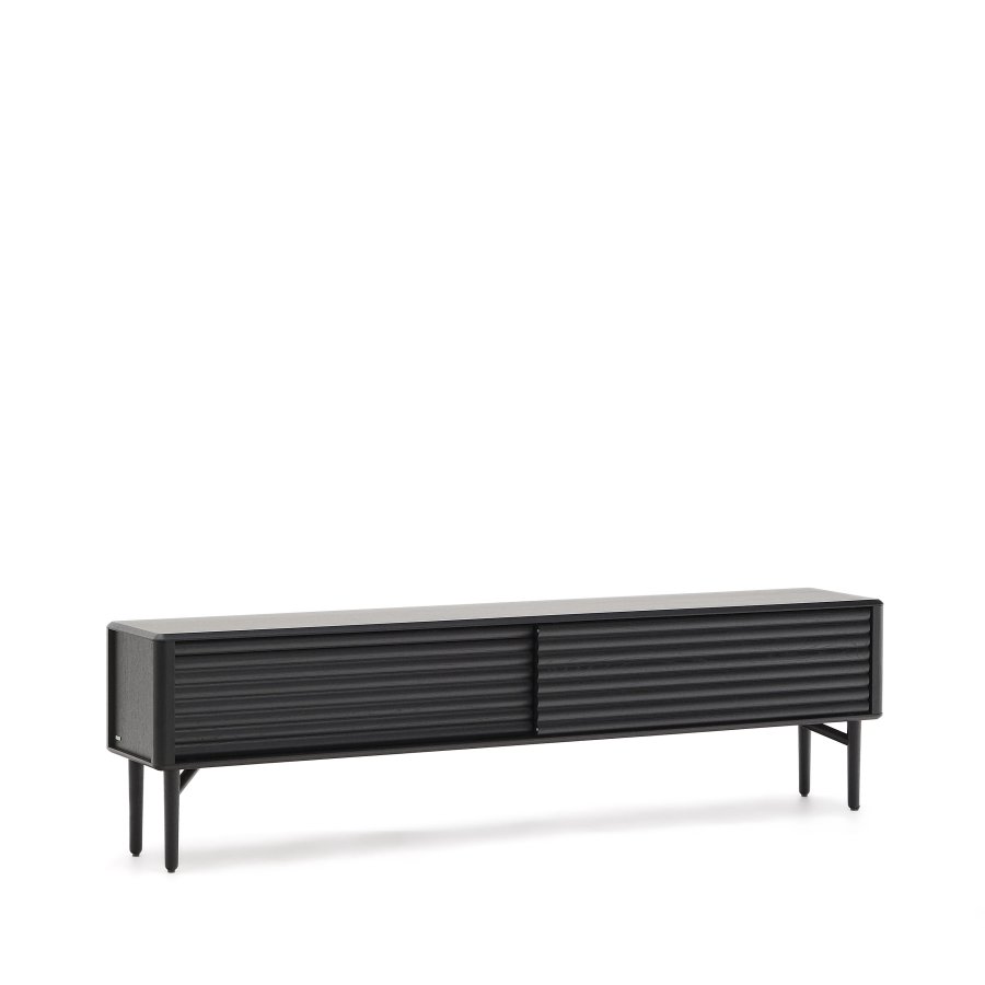KAVE HOME Lenon tv-skab, 2 lger i massivt tr og sort egefiner 200x57 cm FSC Mix Credit
