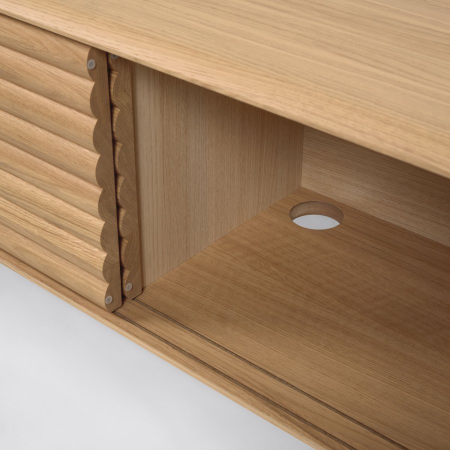 KAVE HOME Lenon TV-bord m. 2 skydelger - natur eg og eg finér (200x35)