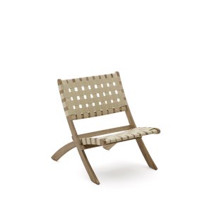 KAVE HOME Chabeli udendrs klapstol - creme stof snor og akacietr