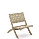KAVE HOME Chabeli udendrs klapstol - creme stof snor og akacietr