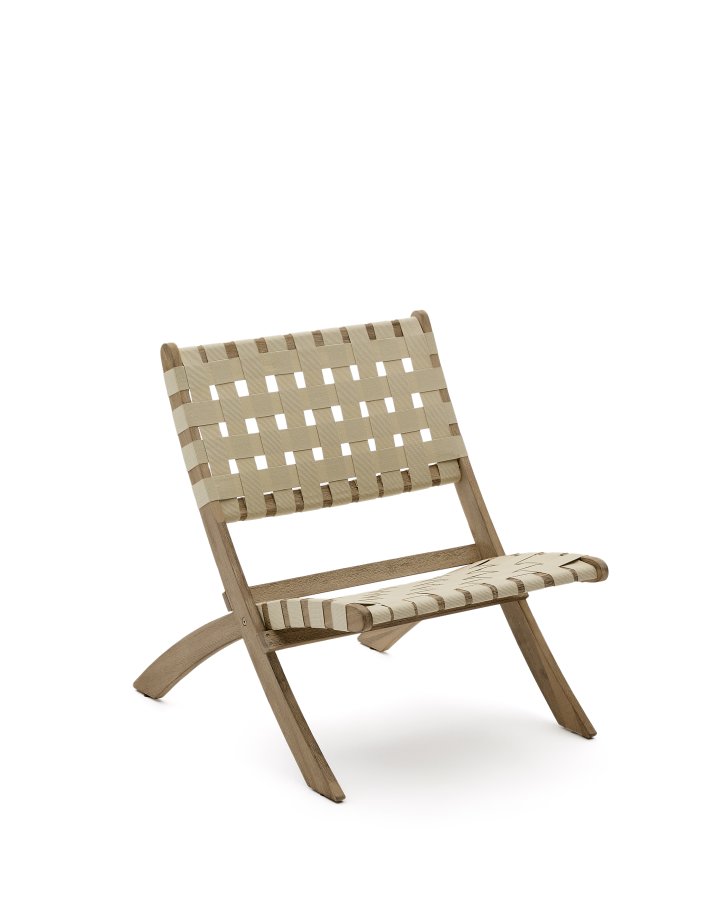 KAVE HOME Chabeli udendrs klapstol - creme stof snor og akacietr