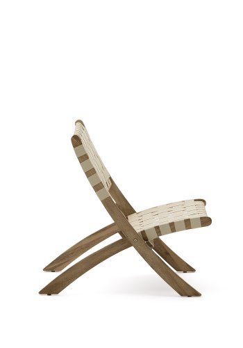 KAVE HOME Chabeli udendrs klapstol - creme stof snor og akacietr