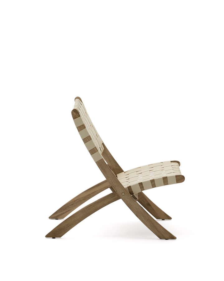 KAVE HOME Chabeli udendrs klapstol - creme stof snor og akacietr