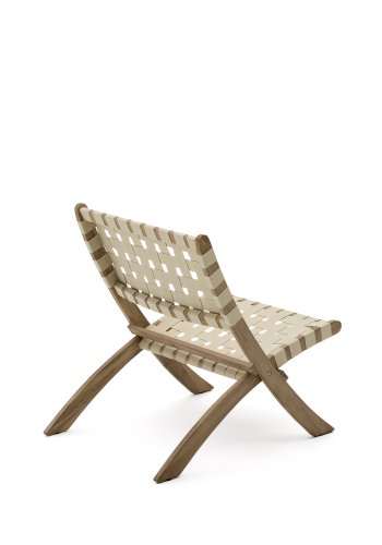 KAVE HOME Chabeli udendrs klapstol - creme stof snor og akacietr