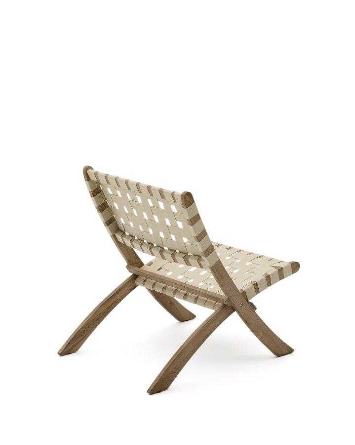 KAVE HOME Chabeli udendrs klapstol - creme stof snor og akacietr