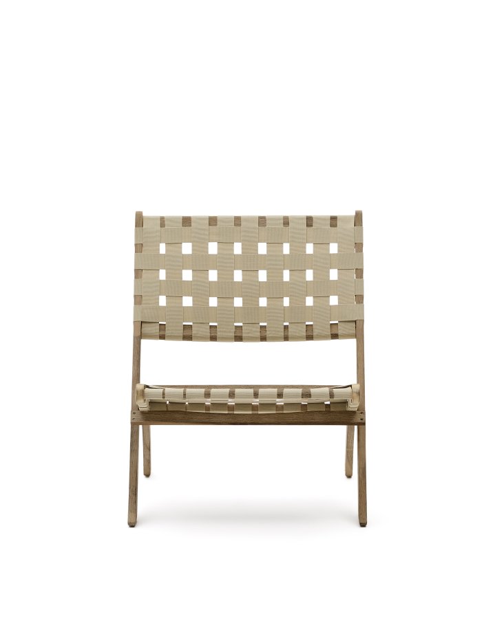 KAVE HOME Chabeli udendrs klapstol - creme stof snor og akacietr