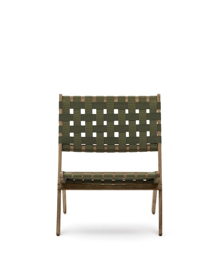 KAVE HOME Chabeli udendrs klapstol - grn stof snor og akacietr