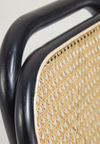 KAVE HOME Doriane barstol, m. rygln og fodsttte - rattan, stof og sort elmetr