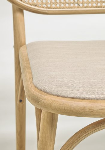 KAVE HOME Doriane lnestol - natur rattan, stof og egetr