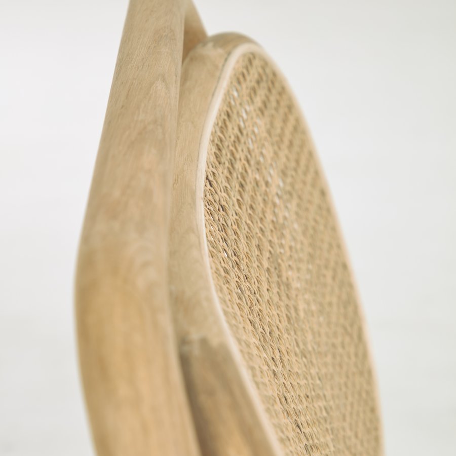 KAVE HOME Doriane lnestol - natur rattan, stof og egetr