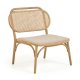 KAVE HOME Doriane lnestol - natur rattan, stof og egetr