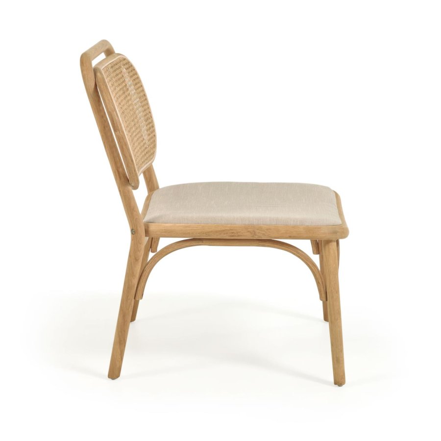 KAVE HOME Doriane lnestol - natur rattan, stof og egetr