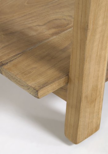 KAVE HOME Safara fodskammel, m. hylde natur genanvendt teak (50x32)