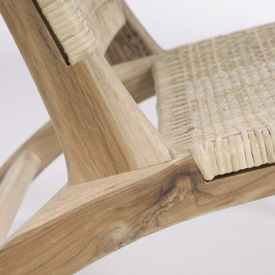 KAVE HOME Beida lnestol lnestol - natur rattan og teaktr