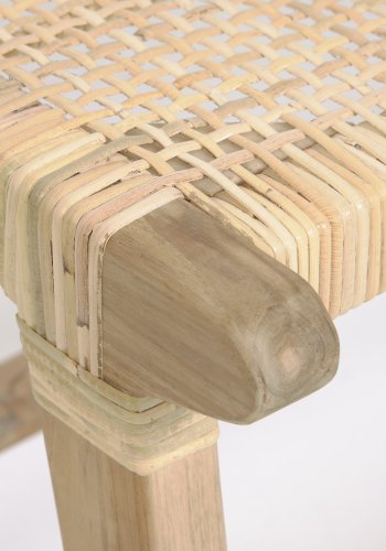 KAVE HOME Beida bnk, rektangulr - natur rattan og teaktr (120x40)