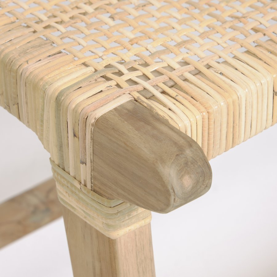 KAVE HOME Beida bnk, rektangulr - natur rattan og teaktr (120x40)