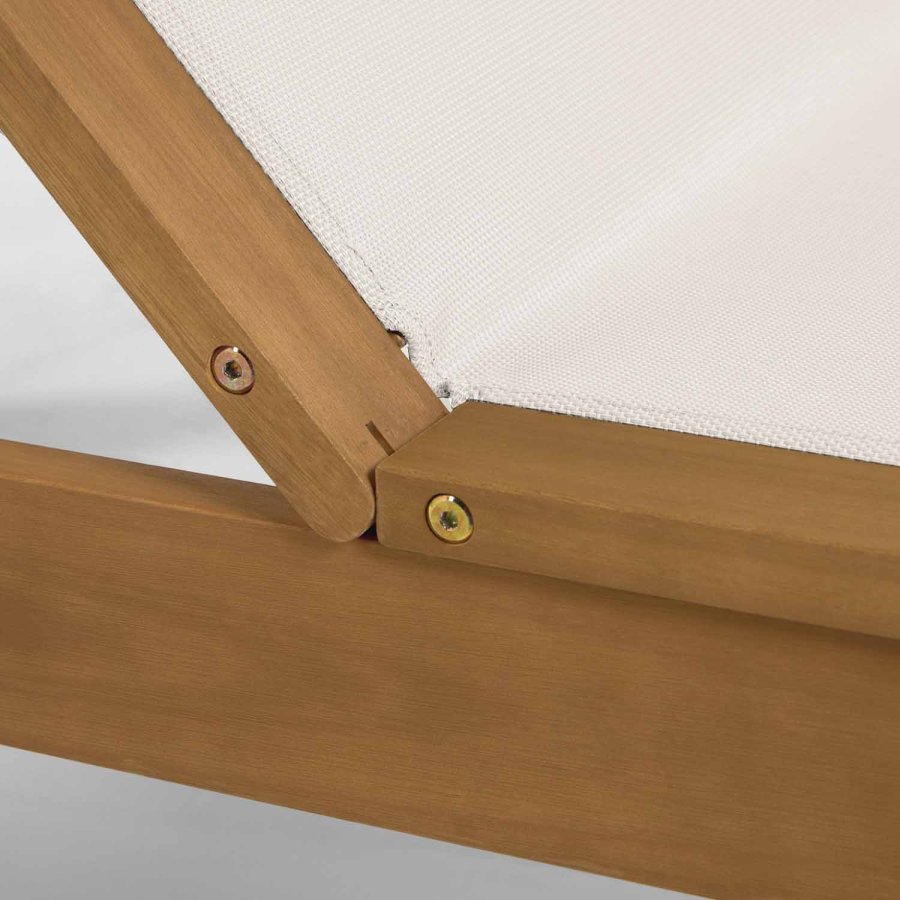 KAVE HOME Caterin liggestol - massivt eukalyptus tr og beige mesh stof