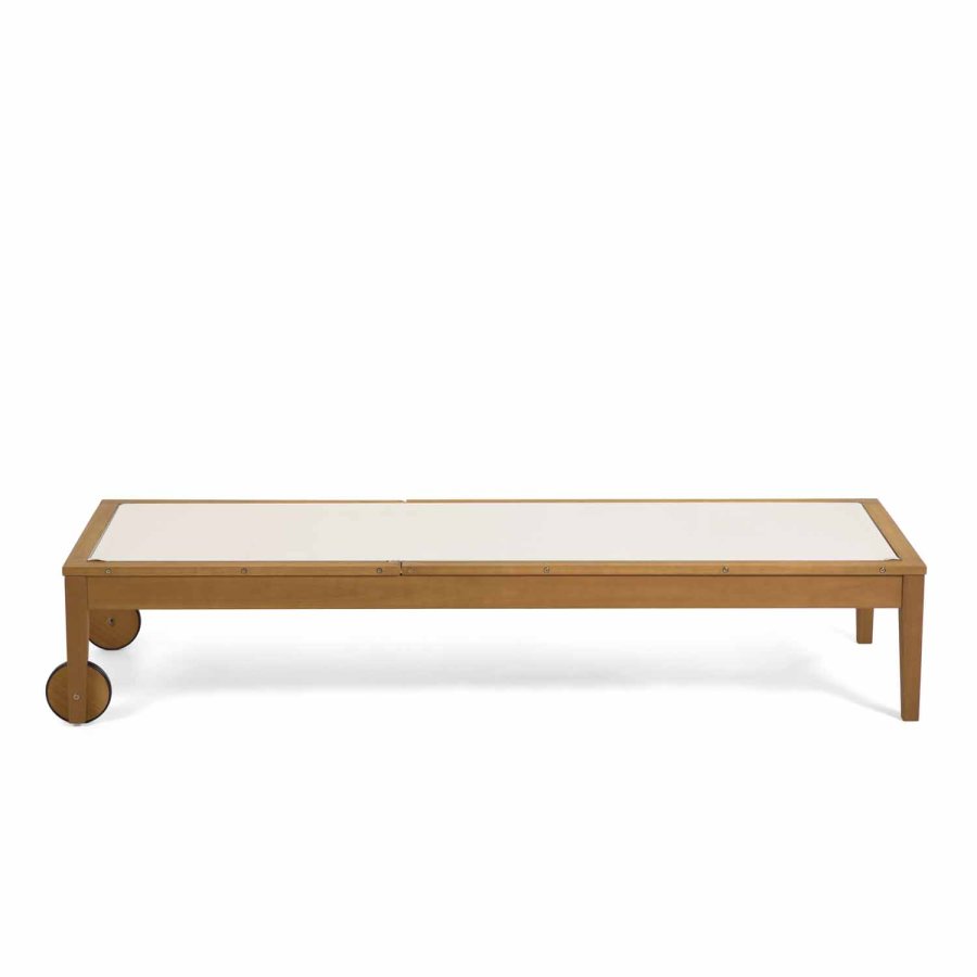 KAVE HOME Caterin liggestol - massivt eukalyptus tr og beige mesh stof