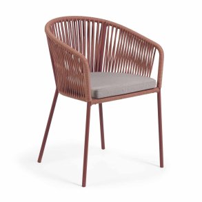 KAVE HOME Yanet havestol, m. armln og stofhynde - terracotta reb og stl