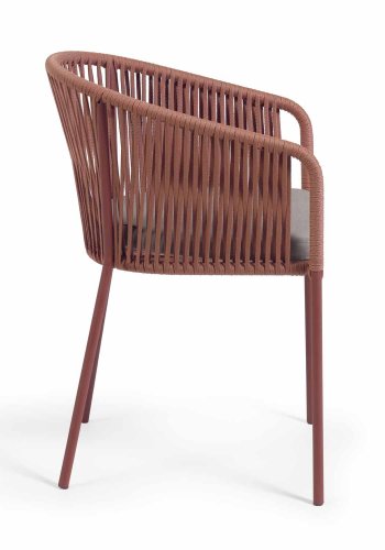 KAVE HOME Yanet havestol, m. armln og stofhynde - terracotta reb og stl