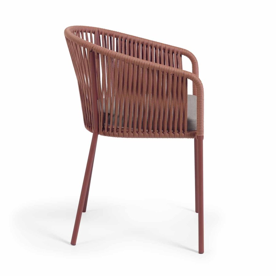 KAVE HOME Yanet havestol, m. armln og stofhynde - terracotta reb og stl