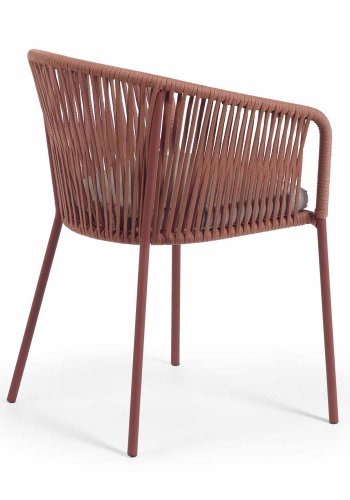 KAVE HOME Yanet havestol, m. armln og stofhynde - terracotta reb og stl