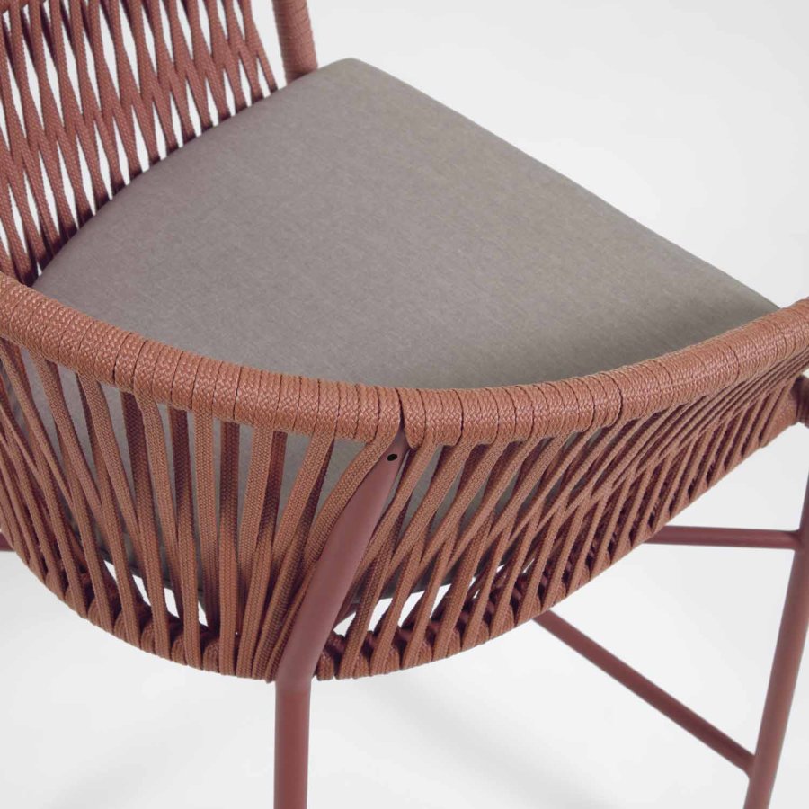 KAVE HOME Yanet havestol, m. armln og stofhynde - terracotta reb og stl (H:65)