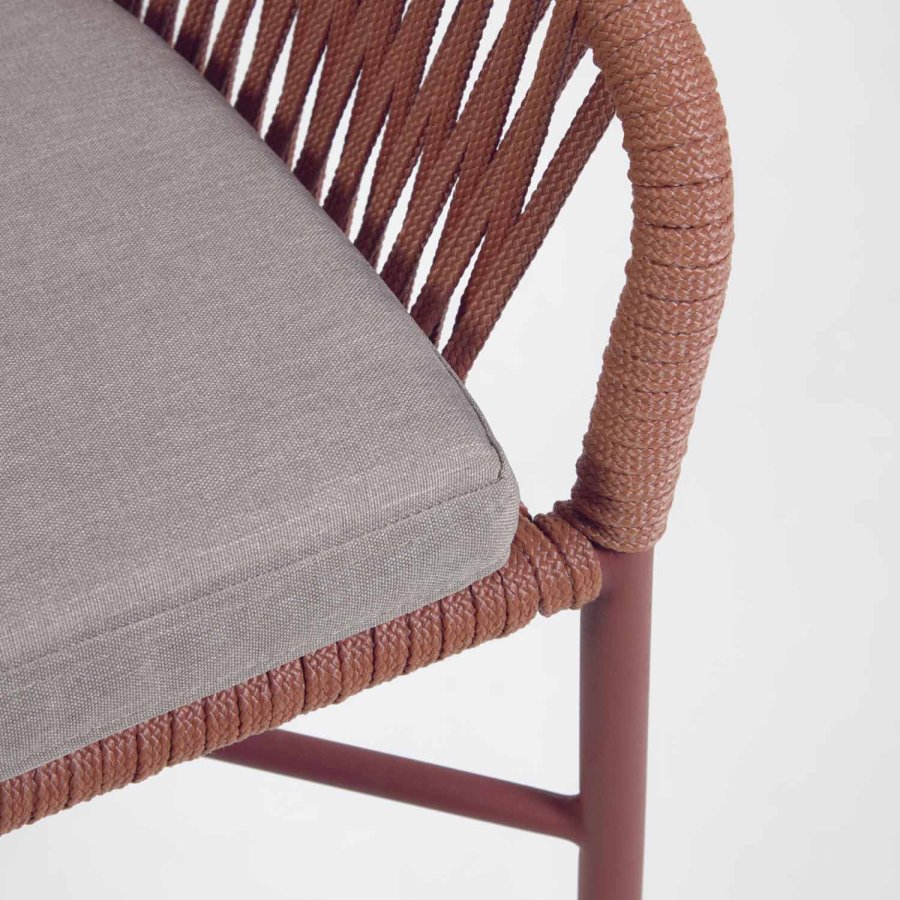 KAVE HOME Yanet havestol, m. armln og stofhynde - terracotta reb og stl (H:65)