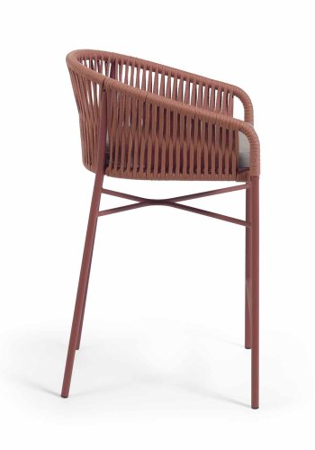 KAVE HOME Yanet havestol, m. armln og stofhynde - terracotta reb og stl (H:65)