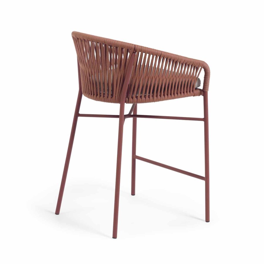 KAVE HOME Yanet havestol, m. armln og stofhynde - terracotta reb og stl (H:65)
