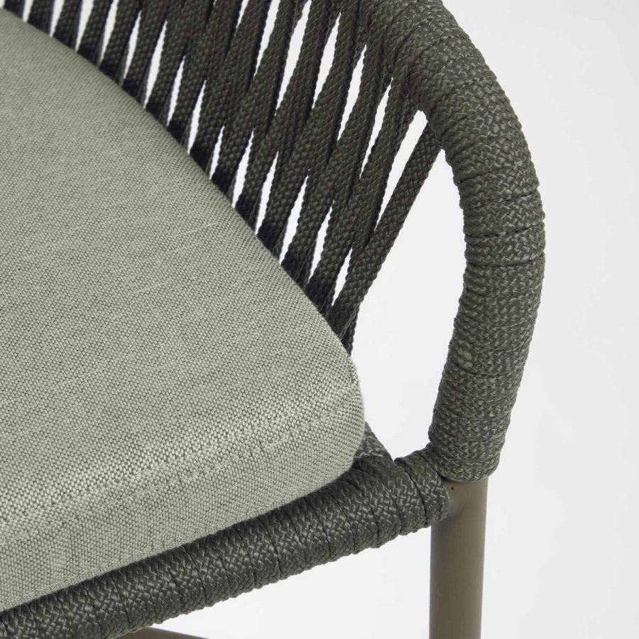 KAVE HOME Yanet barstol, m. rygln - grnt reb og stl (H 85)