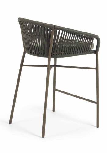 KAVE HOME Yanet barstol, m. rygln - grnt reb og stl (H 85)