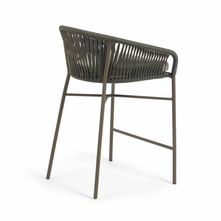 KAVE HOME Yanet barstol, m. rygln - grnt reb og stl (H 85)