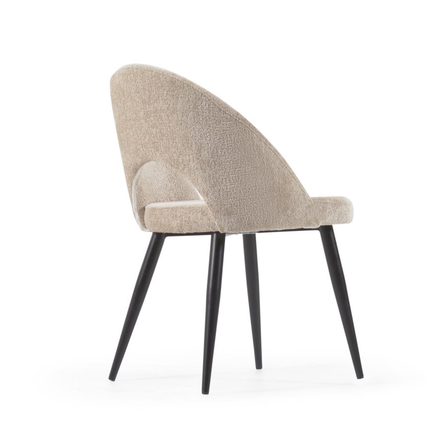 KAVE HOME Mael spisebordsstol - beige stof og sort stl
