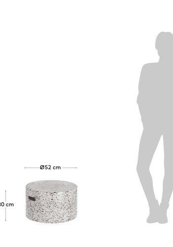 KAVE HOME rund Jenell havebord - hvid terrazzo cement (52)