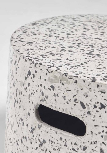 KAVE HOME rund Jenell havebord - hvid terrazzo cement (52)