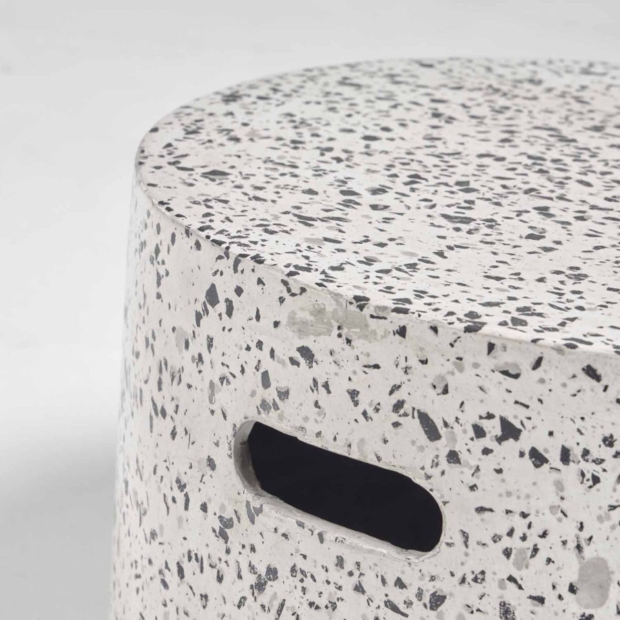 KAVE HOME rund Jenell havebord - hvid terrazzo cement (52)