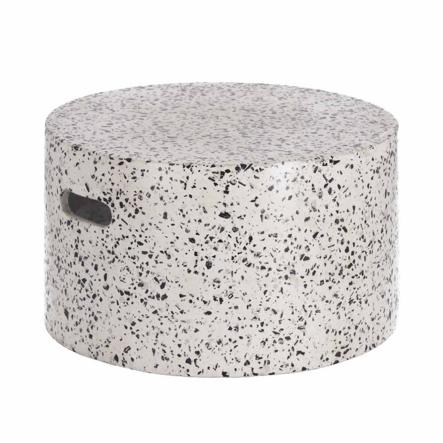 KAVE HOME rund Jenell havebord - hvid terrazzo cement (52)