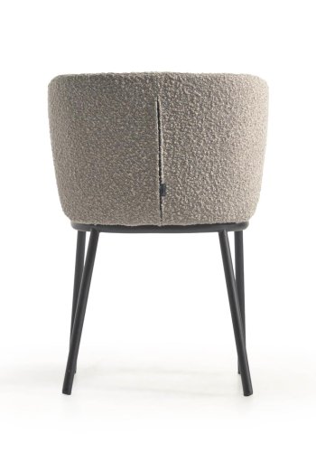 KAVE HOME Ciselia spisebordsstol - lysegr stof og sort stl