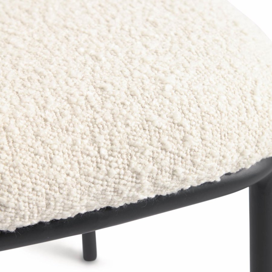 KAVE HOME Ciselia spisebordsstol - hvid stof og sort stl