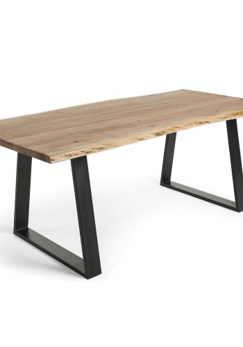 KAVE HOME Sono spisebord, rektangulrt - massivt natur akacietr og sort metal (180x90)