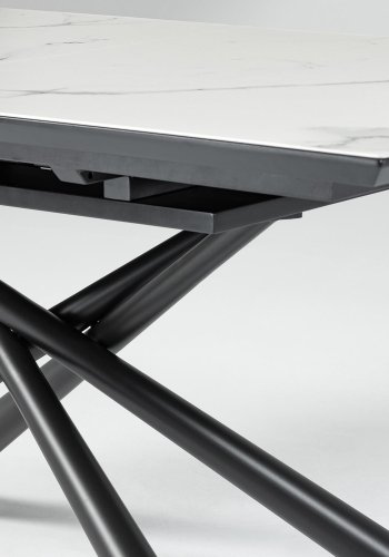 KAVE HOME Theone spisebord, m. butterflybordplade - hvid porceln/glas og gr stl (160(210)x90) 