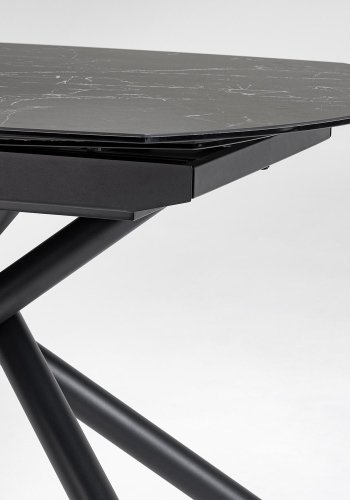 KAVE HOME Yodalia spisebord, m. udtrk - sort glas, keramik og stl (130(190)x100)