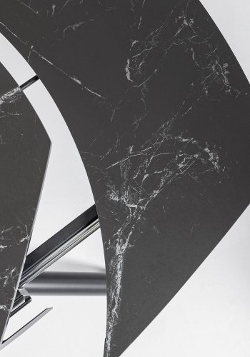 KAVE HOME Yodalia spisebord, m. udtrk - sort glas, keramik og stl (130(190)x100)