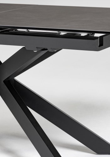 KAVE HOME Atminda spisebord, m. udtrk - glas og gr porceln samt sort stl (160(210)x90)